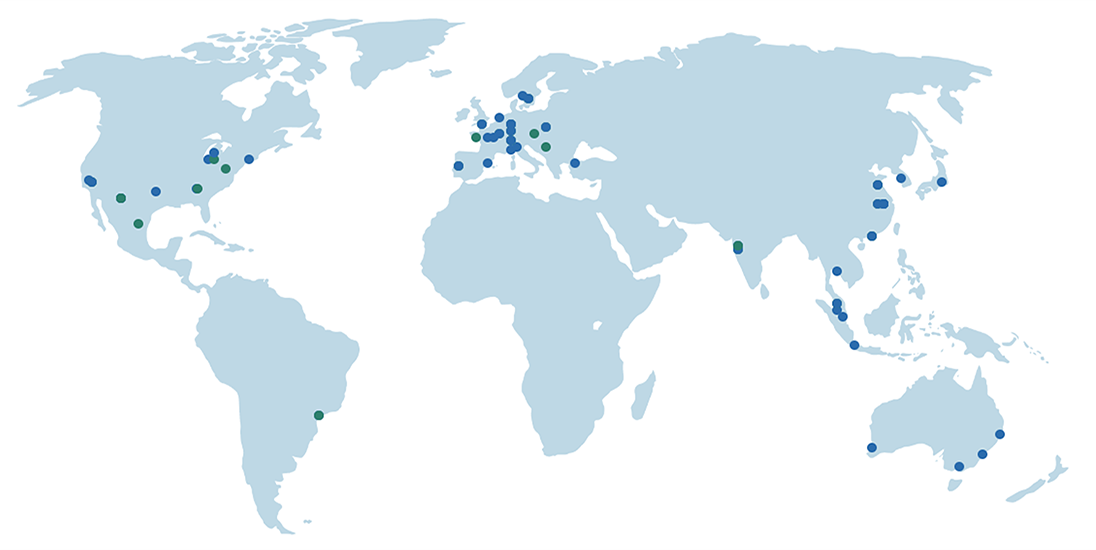 Carte du monde avec emplacements du groupe NORMA